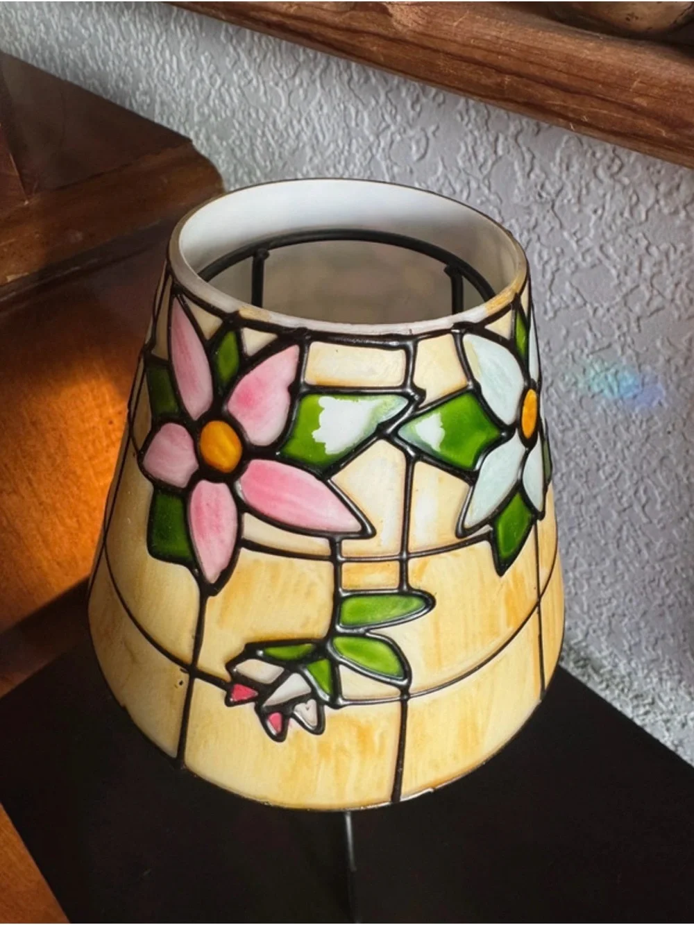 Vintage Tiffany Style Floral Tea Light Fairy Lamp Holder
